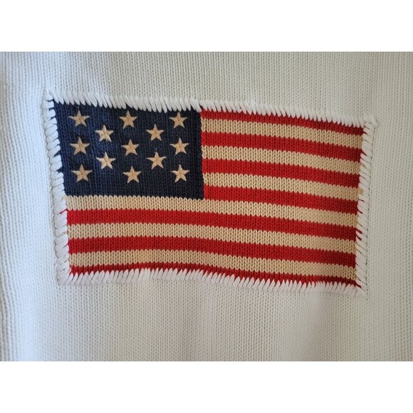 Tuckernuck Womens White Sweater America Flag size Small roll neck Patroitic boxy - Picture 4 of 9